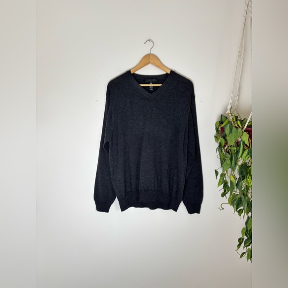 fiesole Other - Fiesole Merino Wool Vneck Pullover In Charcoal